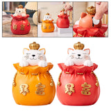 Maxbell Maxbell Lucky Cat Money Bank Animal Statue Figurine Sculpture for Home Table Decor Red