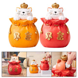 Maxbell Maxbell Lucky Cat Money Bank Animal Statue Figurine Sculpture for Home Table Decor Red