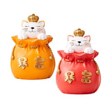 Maxbell Maxbell Lucky Cat Money Bank Animal Statue Figurine Sculpture for Home Table Decor Red