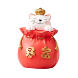 Maxbell Maxbell Lucky Cat Money Bank Animal Statue Figurine Sculpture for Home Table Decor Red