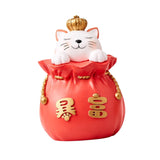 Maxbell Maxbell Lucky Cat Money Bank Animal Statue Figurine Sculpture for Home Table Decor Red