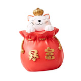 Maxbell Maxbell Lucky Cat Money Bank Animal Statue Figurine Sculpture for Home Table Decor Red