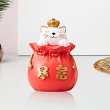 Maxbell Maxbell Lucky Cat Money Bank Animal Statue Figurine Sculpture for Home Table Decor Red
