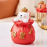 Maxbell Maxbell Lucky Cat Money Bank Animal Statue Figurine Sculpture for Home Table Decor Red