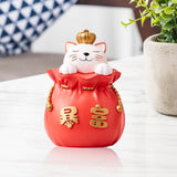 Maxbell Maxbell Lucky Cat Money Bank Animal Statue Figurine Sculpture for Home Table Decor Red