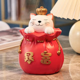 Maxbell Maxbell Lucky Cat Money Bank Animal Statue Figurine Sculpture for Home Table Decor Red