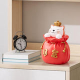 Maxbell Maxbell Lucky Cat Money Bank Animal Statue Figurine Sculpture for Home Table Decor Red