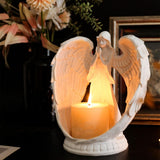 Maxbell Maxbell Resin Angel Statue Candle Holder Angel Wing Figurine Tea Light Holders L