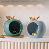 Maxbell Modern Fruit Statue Storage Box Sculpture Key Holder Tabletop Figurines green