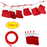 Maxbell Maxbell 24Pcs Advent Calendar Bags Christmas Gift Bags Socks for Xmas Wall Hanging