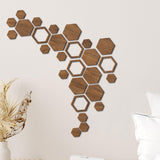 Maxbell Maxbell Hexagonal Wood Wall Stickers Home Decor for Furniture Surface Dining Room