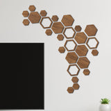 Maxbell Maxbell Hexagonal Wood Wall Stickers Home Decor for Furniture Surface Dining Room