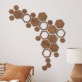 Maxbell Maxbell Hexagonal Wood Wall Stickers Home Decor for Furniture Surface Dining Room