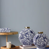 Maxbell Blue and White Porcelain Vase Decorative Vase Decoration for Home Kitchen 14cmx26cm