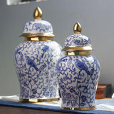 Maxbell Ceramic Ginger Jar Vase Table Centerpiece Glossy for Office Decoration Gift S