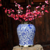 Maxbell Ceramic Ginger Jar Vase Table Centerpiece Glossy for Office Decoration Gift S