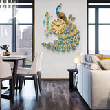 Maxbell Modern Wall Clock 3D Peacock Shaped Non Ticking for Dining Room Hotel Decor