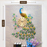 Maxbell Modern Wall Clock 3D Peacock Shaped Non Ticking for Dining Room Hotel Decor
