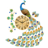 Maxbell Modern Wall Clock 3D Peacock Shaped Non Ticking for Dining Room Hotel Decor