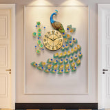 Maxbell Modern Wall Clock 3D Peacock Shaped Non Ticking for Dining Room Hotel Decor