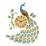 Maxbell Modern Wall Clock 3D Peacock Shaped Non Ticking for Dining Room Hotel Decor