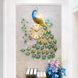 Maxbell Modern Wall Clock 3D Peacock Shaped Non Ticking for Dining Room Hotel Decor