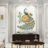 Maxbell Modern Wall Clock 3D Peacock Shaped Non Ticking for Dining Room Hotel Decor