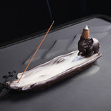 Maxbell Backflow Incense Cone Burner Waterfall Incense Cone Holder for Tabletop Elephant