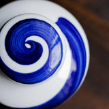 Maxbell Blue and White Ceramic Vase with Lid Jar Decoration Glazed Hand Painted Size S