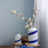 Maxbell Blue and White Ceramic Vase with Lid Jar Decoration Glazed Hand Painted Size S