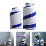 Maxbell Blue and White Ceramic Vase with Lid Jar Decoration Glazed Hand Painted Size S
