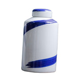 Maxbell Blue and White Ceramic Vase with Lid Jar Decoration Glazed Hand Painted Size S