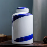 Maxbell Blue and White Ceramic Vase with Lid Jar Decoration Glazed Hand Painted Size S