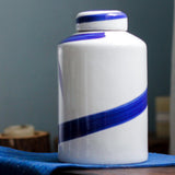 Maxbell Blue and White Ceramic Vase with Lid Jar Decoration Glazed Hand Painted Size S