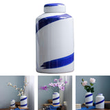 Maxbell Blue and White Ceramic Vase with Lid Jar Decoration Glazed Hand Painted Size S