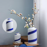 Maxbell Blue and White Ceramic Vase with Lid Jar Decoration Glazed Hand Painted Size S