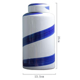 Maxbell Blue and White Ceramic Vase with Lid Jar Decoration Glazed Hand Painted Size L