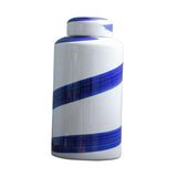 Maxbell Blue and White Ceramic Vase with Lid Jar Decoration Glazed Hand Painted Size L