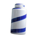 Maxbell Blue and White Ceramic Vase with Lid Jar Decoration Glazed Hand Painted Size L