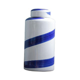 Maxbell Blue and White Ceramic Vase with Lid Jar Decoration Glazed Hand Painted Size L