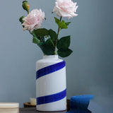 Maxbell Blue and White Ceramic Vase with Lid Jar Decoration Glazed Hand Painted Size L