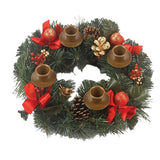 Maxbell Christmas Advent Wreath Candlestick Xmas Table Centerpiece Candleholder Brown