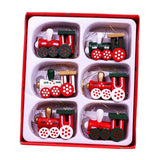 Maxbell 6x Christmas Train Toys Pendant Hanging Wood for Xmas Door Decorations