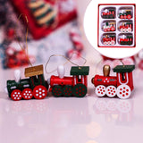 Maxbell 6x Christmas Train Toys Pendant Hanging Wood for Xmas Door Decorations