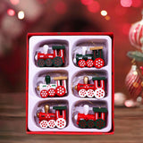 Maxbell 6x Christmas Train Toys Pendant Hanging Wood for Xmas Door Decorations