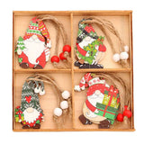 Maxbell Wooden Christmas Ornaments Decorations 4 Different Patterns for Season