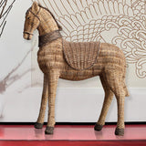 Maxbell Retro Imitation Rattan Horse Statue Handicraft for Study Home Decoration