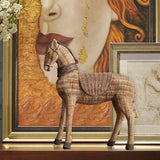 Maxbell Retro Imitation Rattan Horse Statue Handicraft for Study Home Decoration