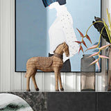 Maxbell Retro Imitation Rattan Horse Statue Handicraft for Study Home Decoration