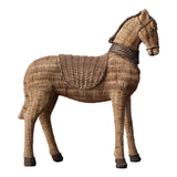 Maxbell Retro Imitation Rattan Horse Statue Handicraft for Study Home Decoration